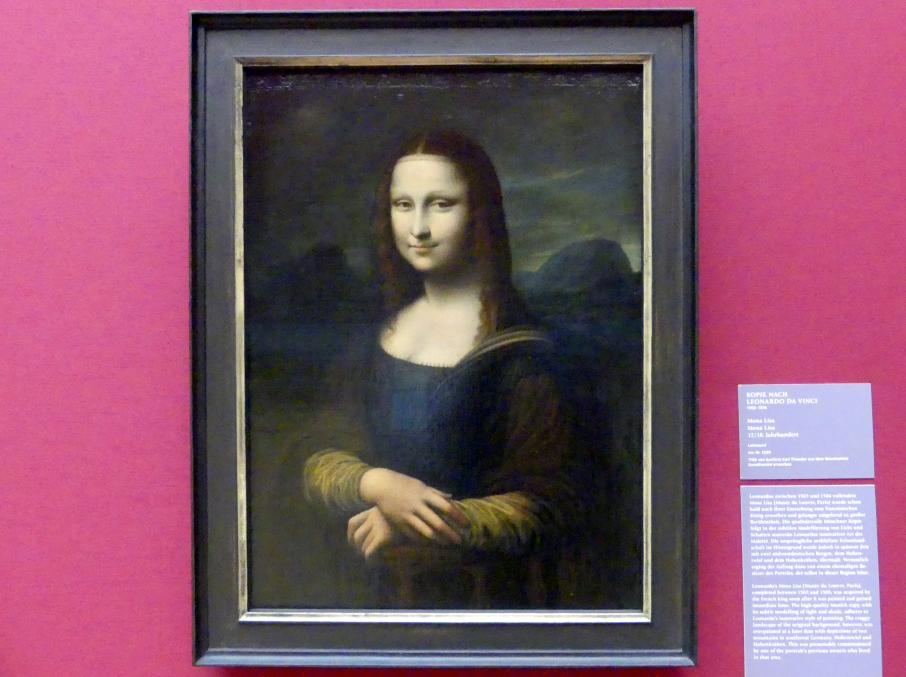 Leonardo da Vinci (Kopie) (1700), Mona Lisa, München, Alte Pinakothek, Obergeschoss Saal IV, um 1600–1800, Bild 1/2
