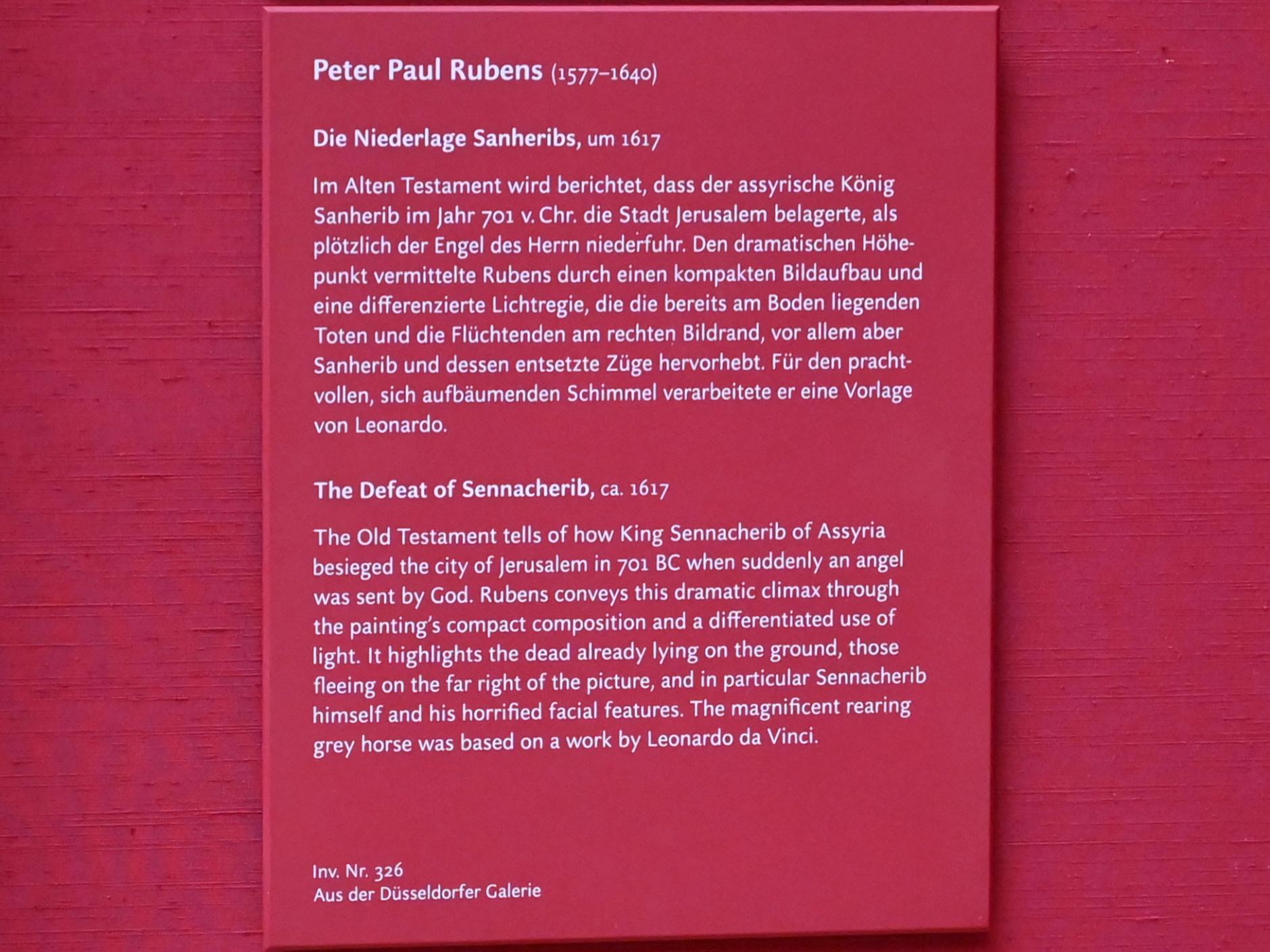 Peter Paul Rubens (1598–1640), Die Niederlage Sanheribs, München, Alte Pinakothek, Obergeschoss Saal VIII, um 1617, Bild 2/2