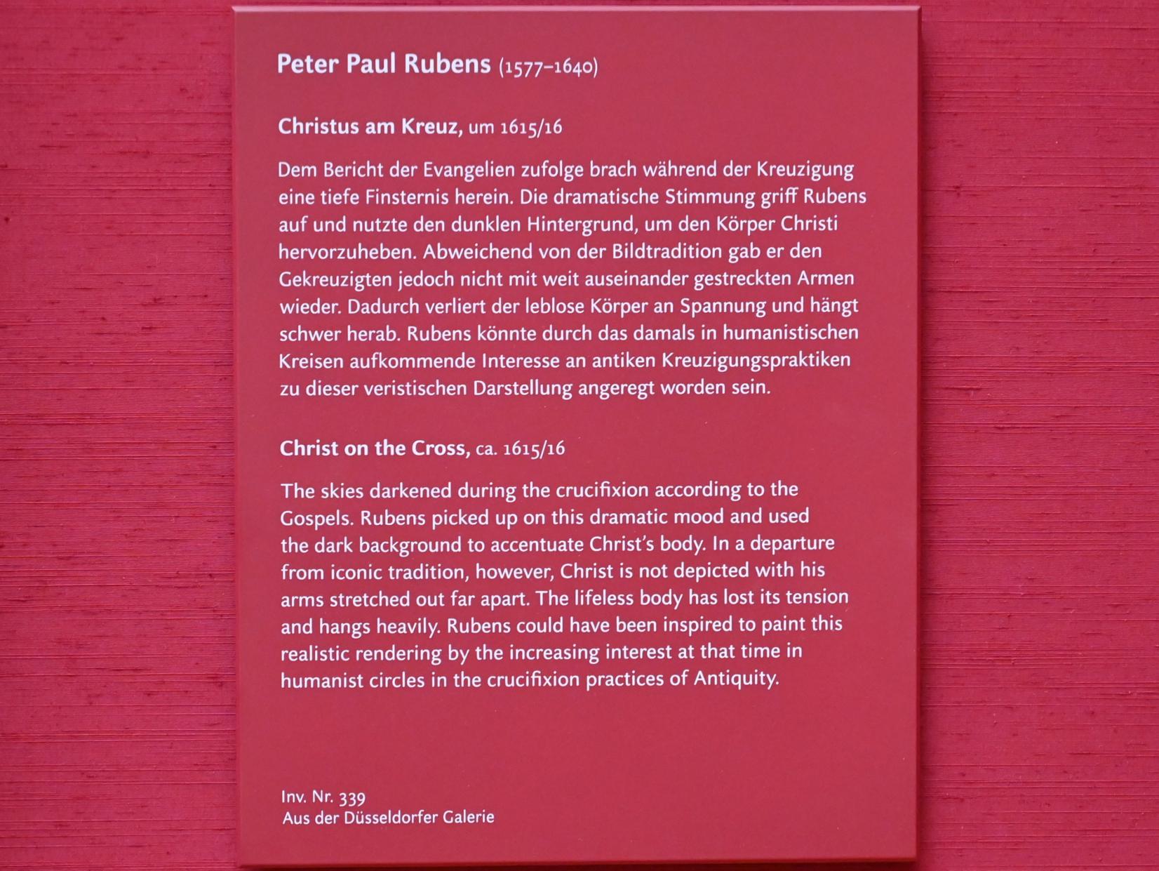 Peter Paul Rubens (1598–1650), Christus am Kreuz, München, Alte Pinakothek, Obergeschoss Saal VIII, um 1615–1616, Bild 2/2