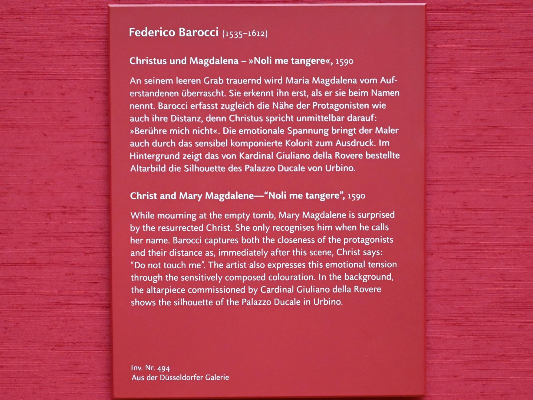 Federico Barocci (1557–1612), Christus und Magdalena - "Noli me tangere", München, Alte Pinakothek, Obergeschoss Saal X, 1590, Bild 2/2