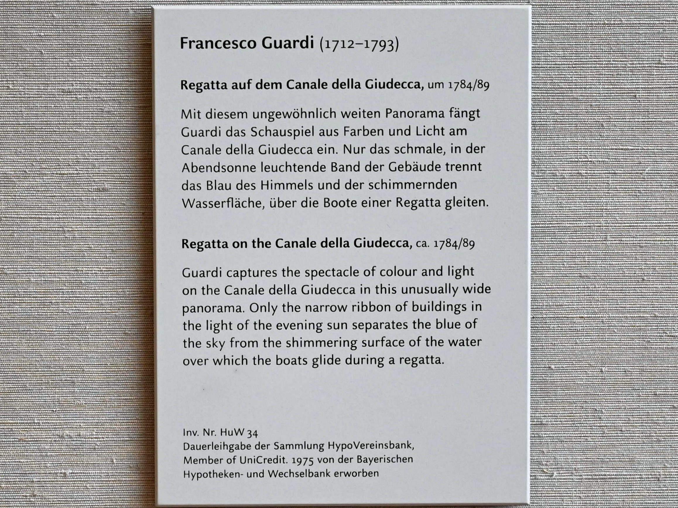 Francesco Guardi (1755–1790), Regatta auf dem Canale della Giudecca, München, Alte Pinakothek, Obergeschoss Saal XIIb, um 1784–1789, Bild 2/2