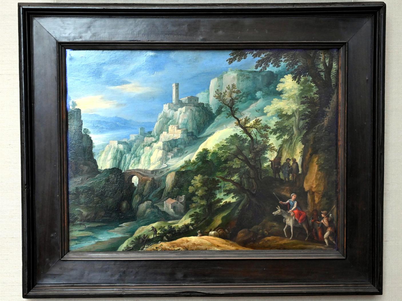 Paul Bril (1592–1624), Italienische Gebirgslandschaft mit dem Gang nach Emmaus, München, Alte Pinakothek, Obergeschoss Kabinett 9, 1603–1605