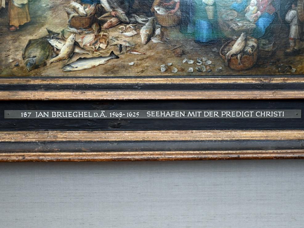Jan Brueghel der Ältere (Samtbrueghel, Blumenbrueghel) (1593–1621), Seehafen mit der Predigt Christi, München, Alte Pinakothek, Obergeschoss Kabinett 9, 1598, Bild 2/2