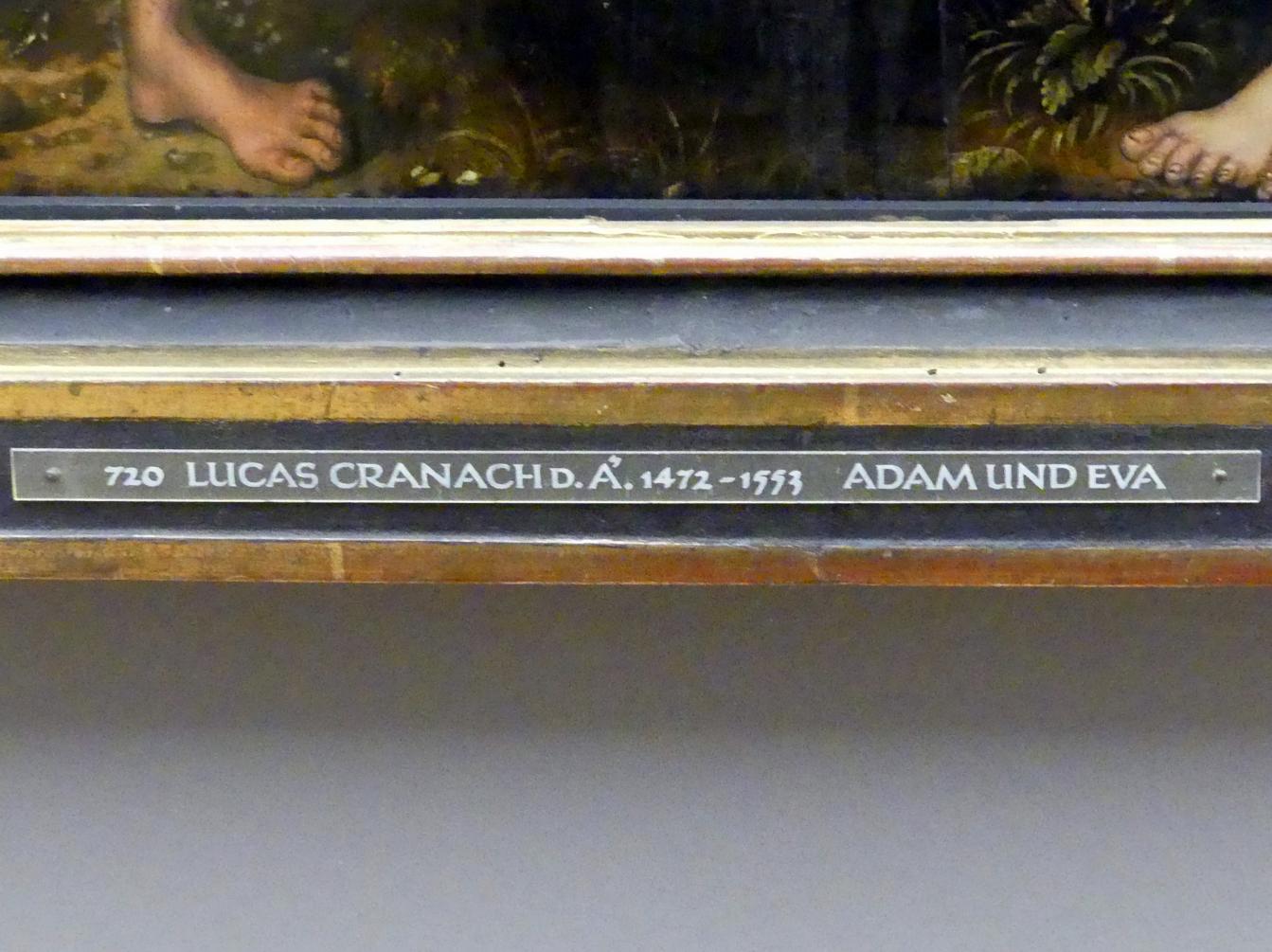 Lucas Cranach der Ältere (1502–1550), Adam und Eva, München, Alte Pinakothek, Erdgeschoss Saal IIa, um 1510–1516, Bild 2/2