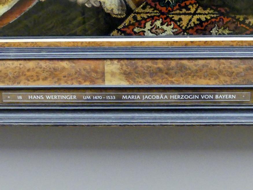 Hans Wertinger (1515–1526), Herzogin Maria Jacobaea von Bayern, München, Alte Pinakothek, Erdgeschoss Saal IIa, 1526, Bild 2/2