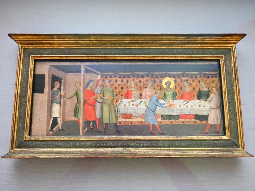 Bernardo Daddi (1332–1342), Das Hochzeitsmahl der hl. Cäcilia, München, Alte Pinakothek, Obergeschoss Kabinett 1, um 1333–1335, Bild 1/2