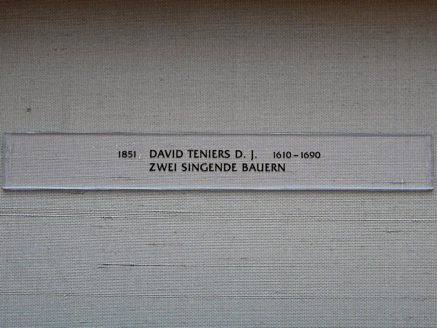 David Teniers der Jüngere (1633–1682), Zwei singende Bauern, München, Alte Pinakothek, Obergeschoss Kabinett 11, um 1633, Bild 2/2