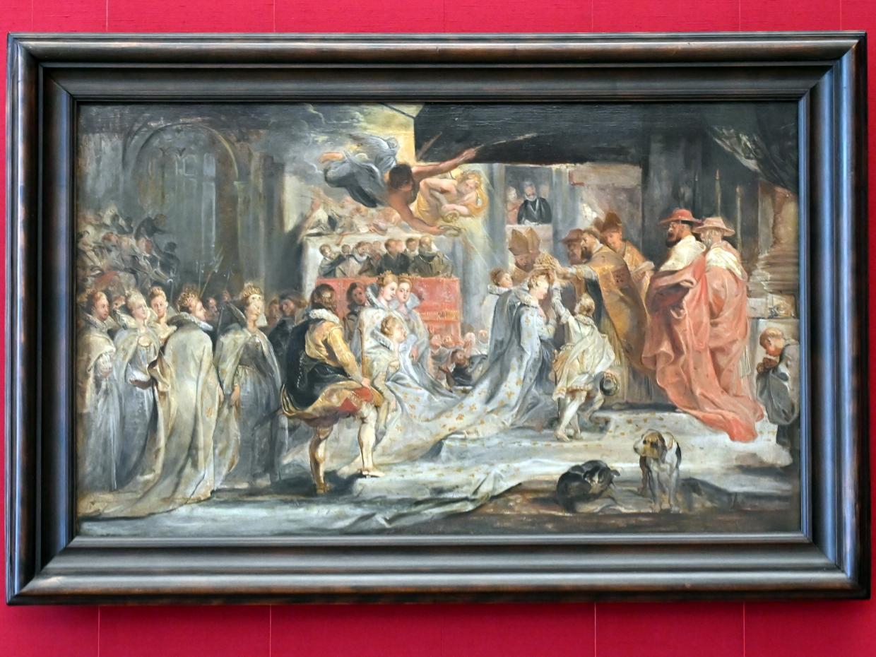 Peter Paul Rubens (1598–1650), Die Krönung der Königin (Skizze zum Medici-Zyklus), München, Alte Pinakothek, Obergeschoss Kabinett 12, 1622, Bild 1/2