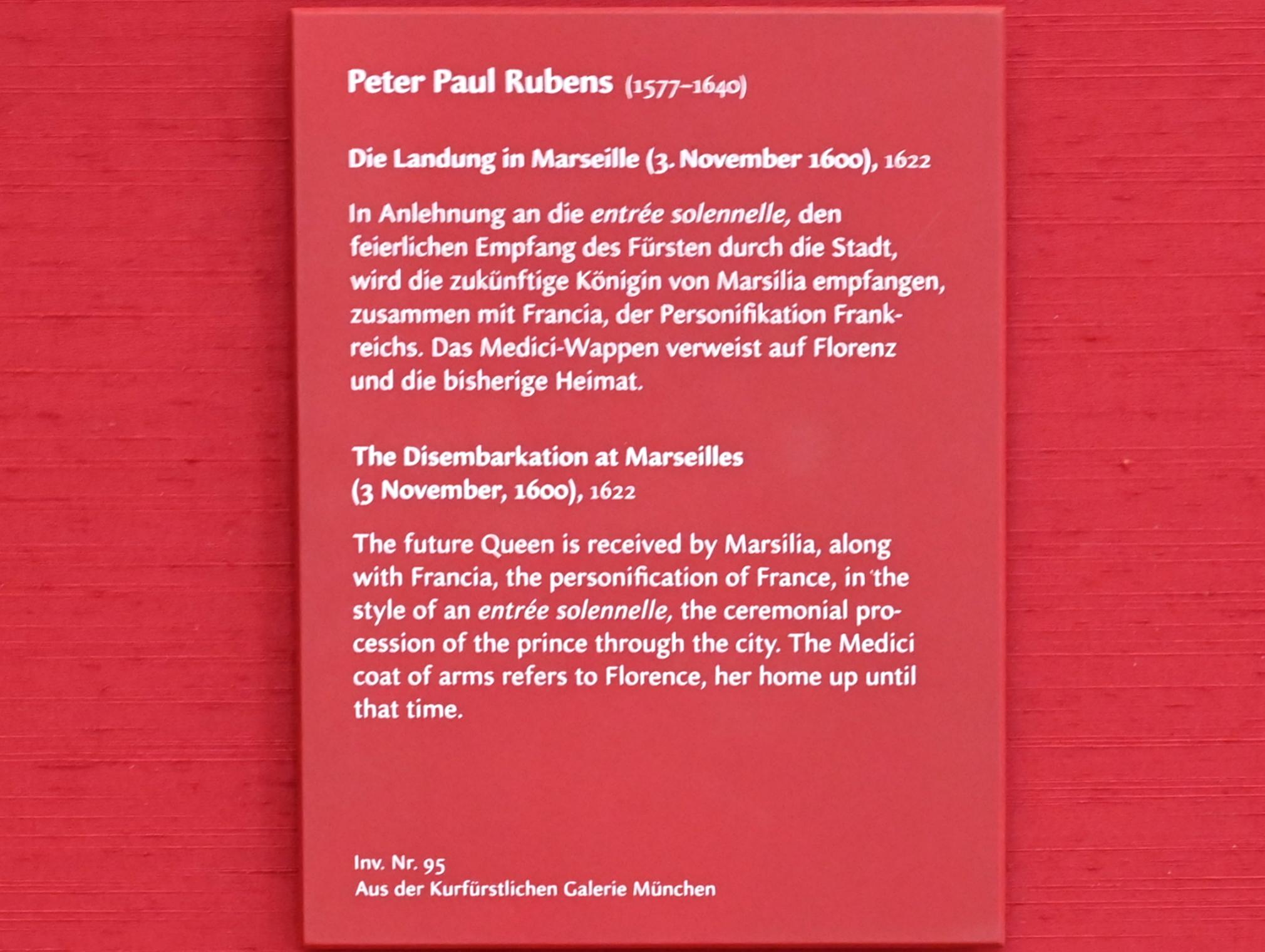Peter Paul Rubens (1598–1650), Die Landung in Marseille (Skizze zum Medici-Zyklus), München, Alte Pinakothek, Obergeschoss Kabinett 12, 1622, Bild 2/2