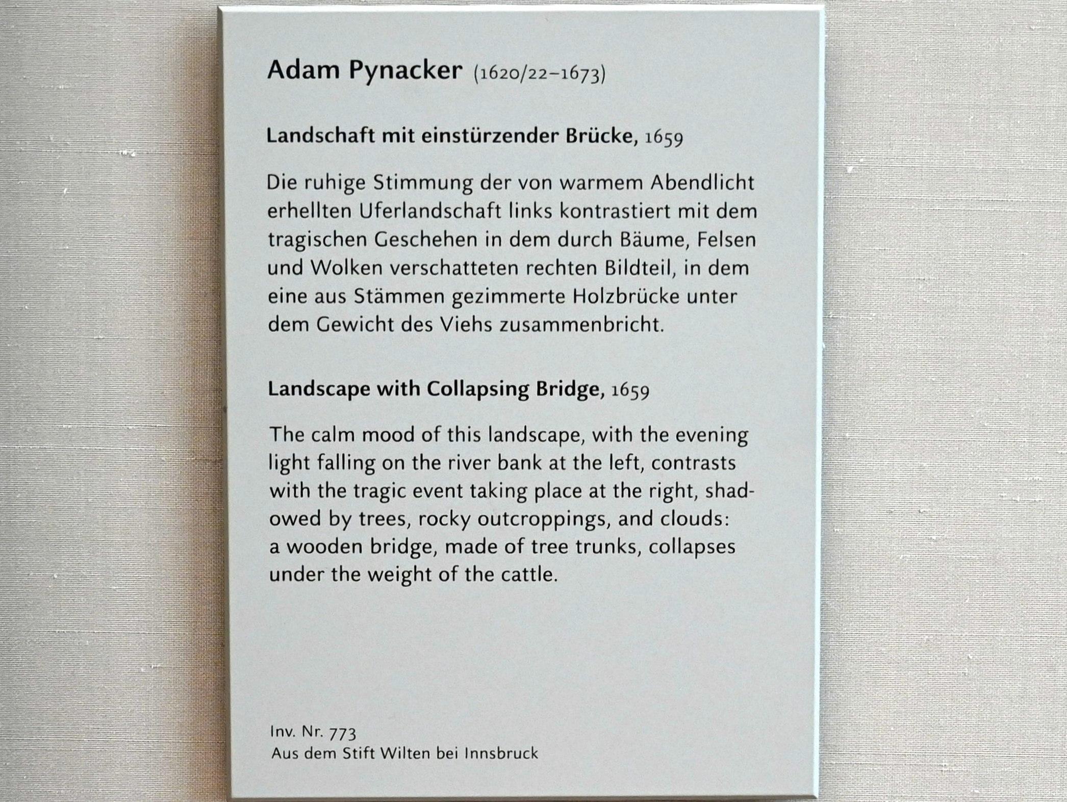 Adam Pynacker (1656–1665), Landschaft mit einstürzender Brücke, München, Alte Pinakothek, Obergeschoss Kabinett 16, 1659, Bild 2/2