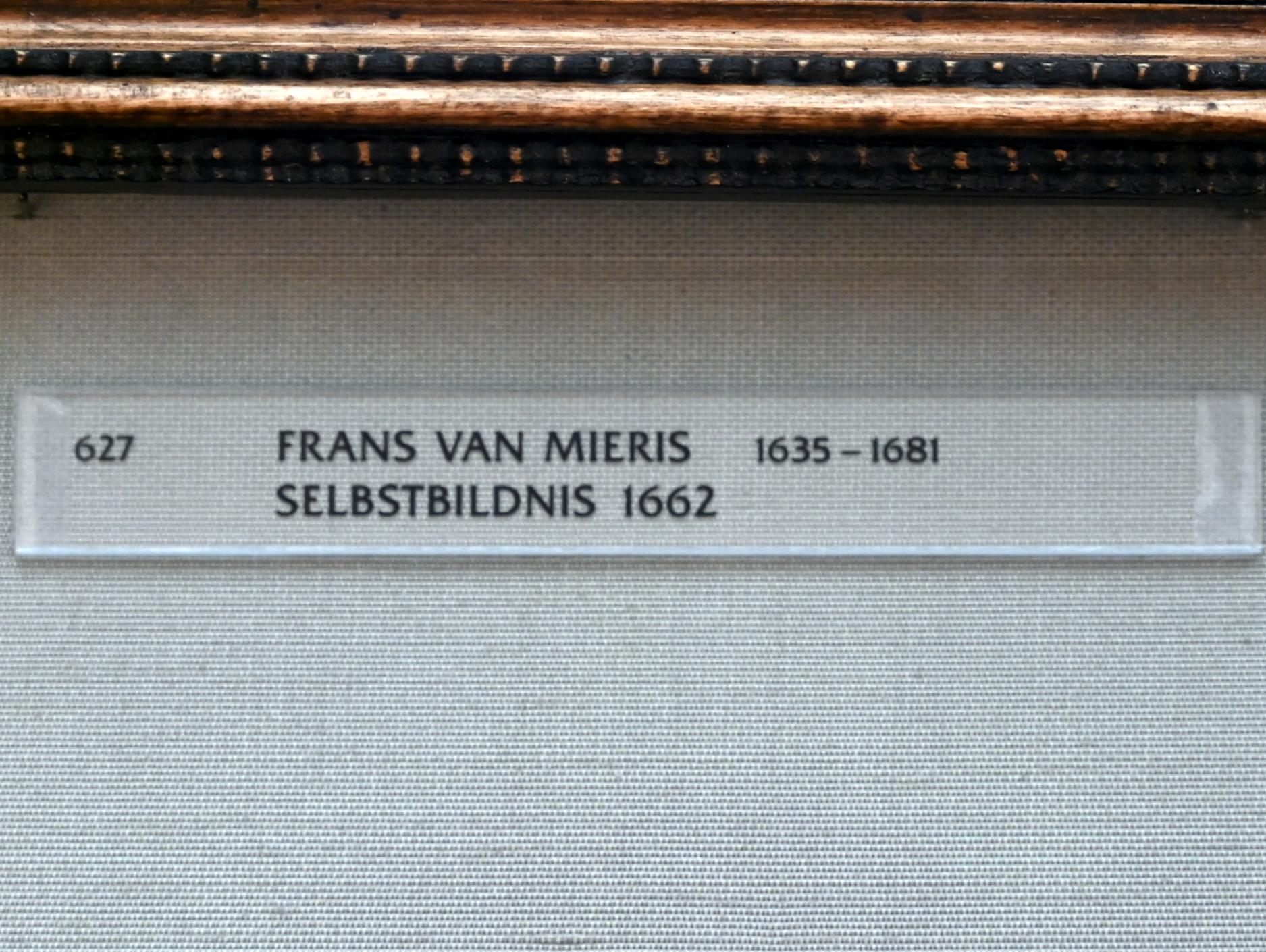Frans van Mieris der Ältere (1657–1678), Selbstbildnis, München, Alte Pinakothek, Obergeschoss Kabinett 22, 1662, Bild 2/2