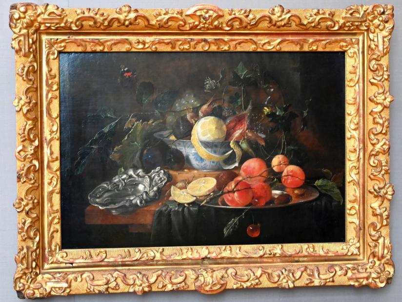 Jan Davidsz. de Heem (1634–1684), Stillleben mit Früchten und Silberschale, München, Alte Pinakothek, Obergeschoss Kabinett 23, um 1652, Bild 1/2