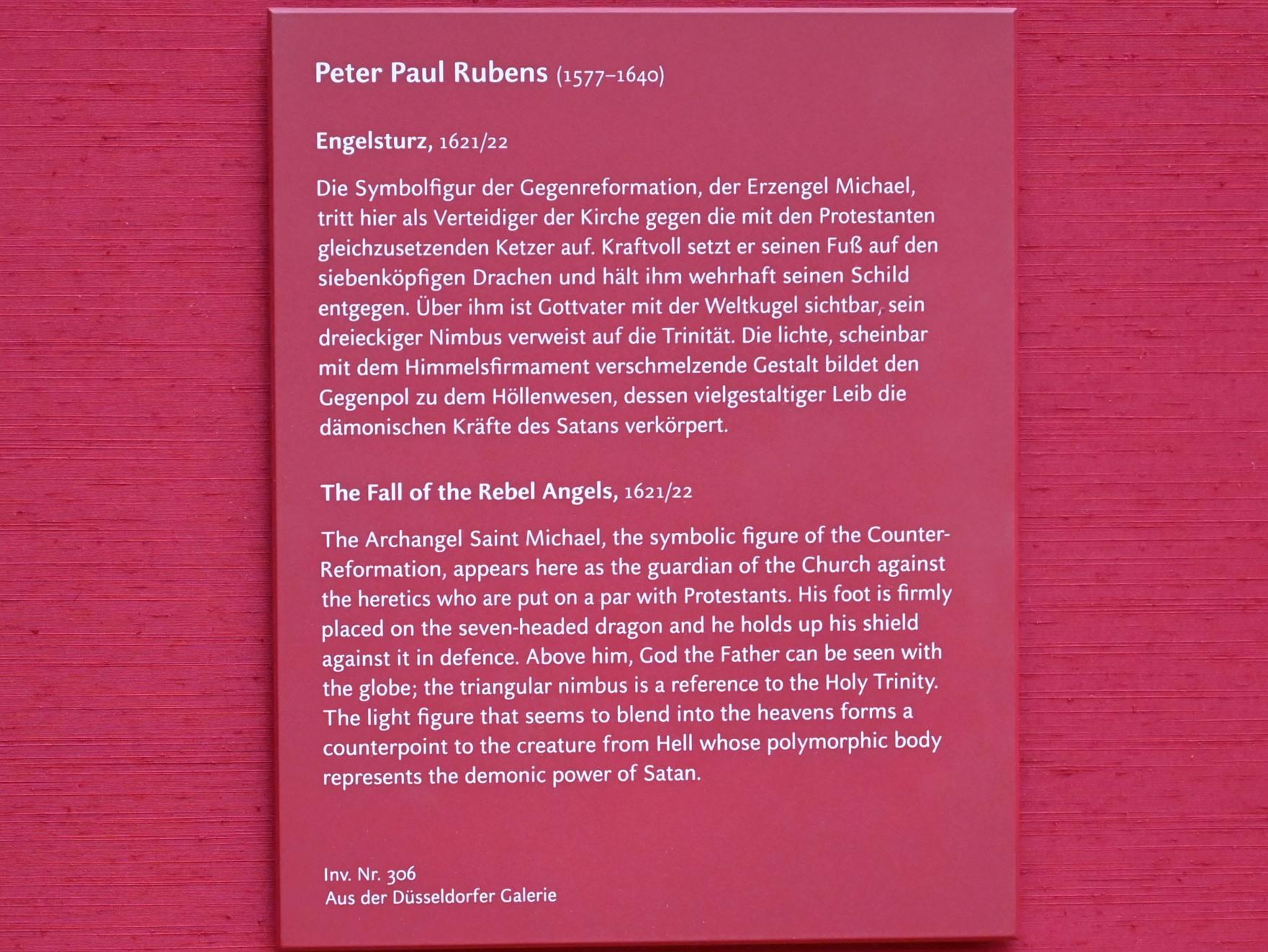 Peter Paul Rubens (1598–1640), Der Engelsturz, Neuburg an der Donau, Pfarrkirche St. Peter, jetzt München, Alte Pinakothek, Obergeschoss Saal VII, 1621–1622, Bild 2/5