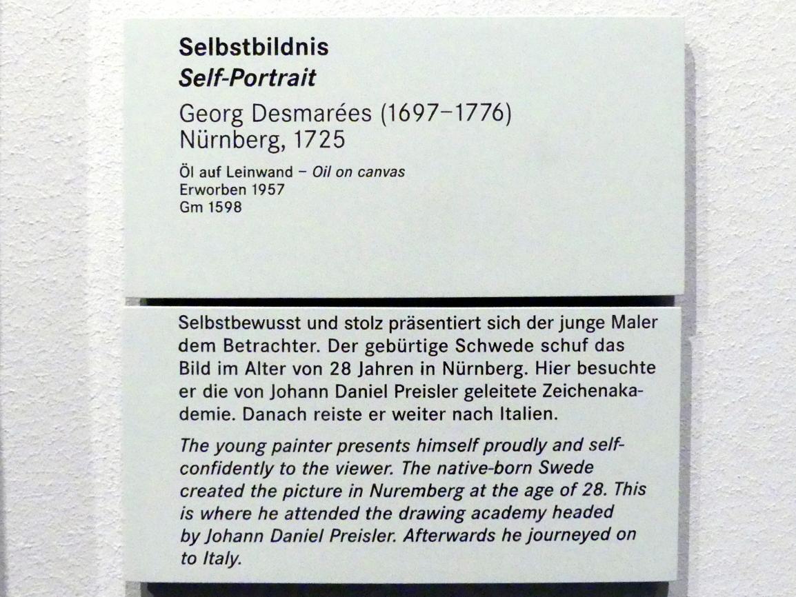 George Desmarées (1725–1762), Selbstbildnis, Nürnberg, Germanisches Nationalmuseum, Saal 108, 1725, Bild 2/2