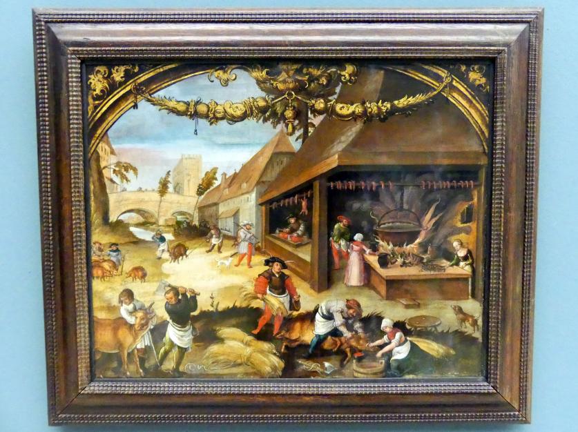Hans Wertinger (1515–1526), Sieben Tafeln aus einer Folge von Monatsbildern, Nürnberg, Germanisches Nationalmuseum, Saal 113, um 1525–1526, Bild 8/9