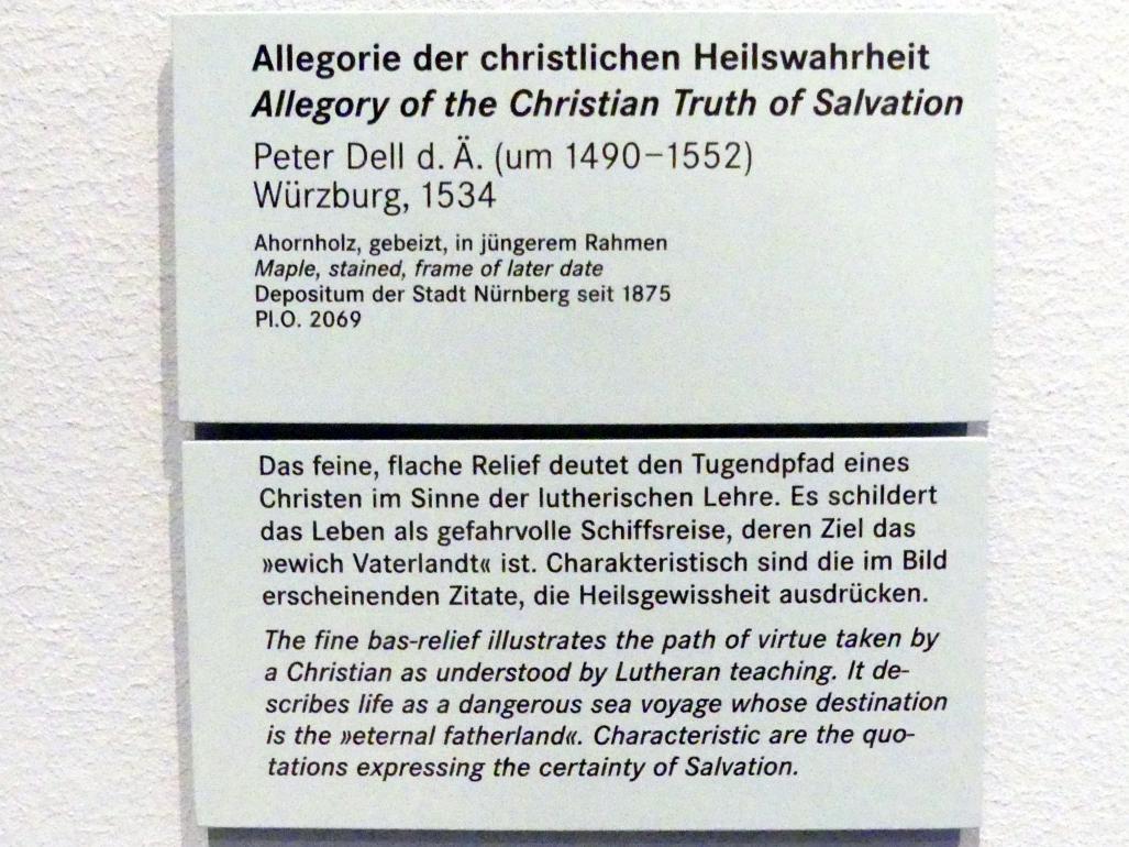 Peter Dell der Ältere (1515–1534), Allegorie des christlichen Heilswegs, Nürnberg, Germanisches Nationalmuseum, Saal 118, 1534, Bild 2/2