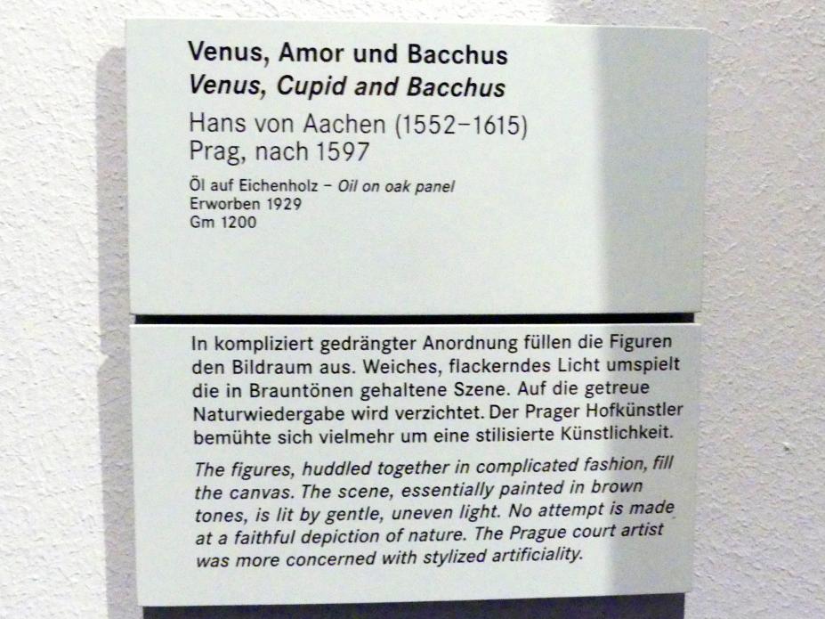 Hans von Aachen (1574–1615), Venus, Amor und Bacchus, Nürnberg, Germanisches Nationalmuseum, Saal 120, nach 1597, Bild 2/2