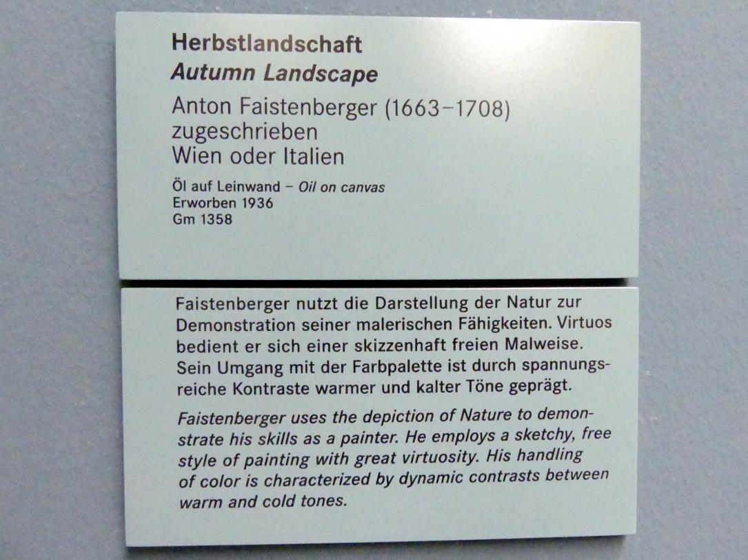 Anton Faistenberger (1695–1701), Herbstlandschaft, Nürnberg, Germanisches Nationalmuseum, Saal 124, Undatiert, Bild 2/2