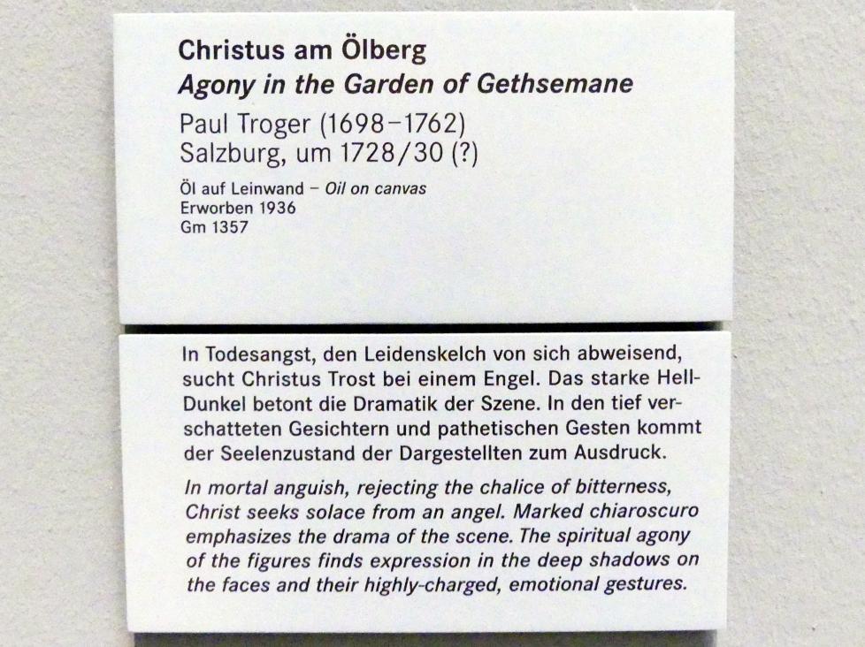 Paul Troger (1727–1750), Christus am Ölberg, Nürnberg, Germanisches Nationalmuseum, Saal 128, um 1728–1730, Bild 2/2