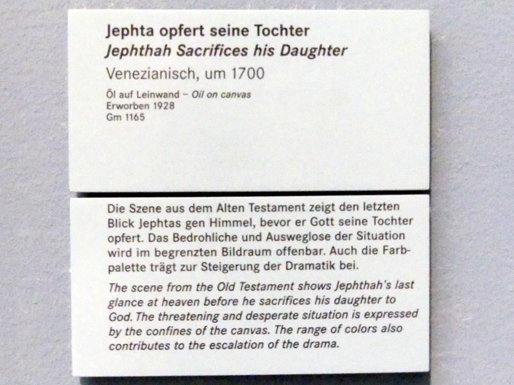 Jephta opfert seine Tochter, Nürnberg, Germanisches Nationalmuseum, Saal 129, um 1700, Bild 2/2