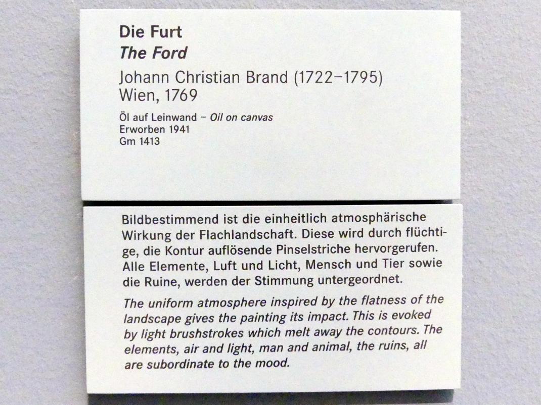 Johann Christian Brand (1745–1776), Die Furt, Nürnberg, Germanisches Nationalmuseum, Saal 129, 1769, Bild 2/2