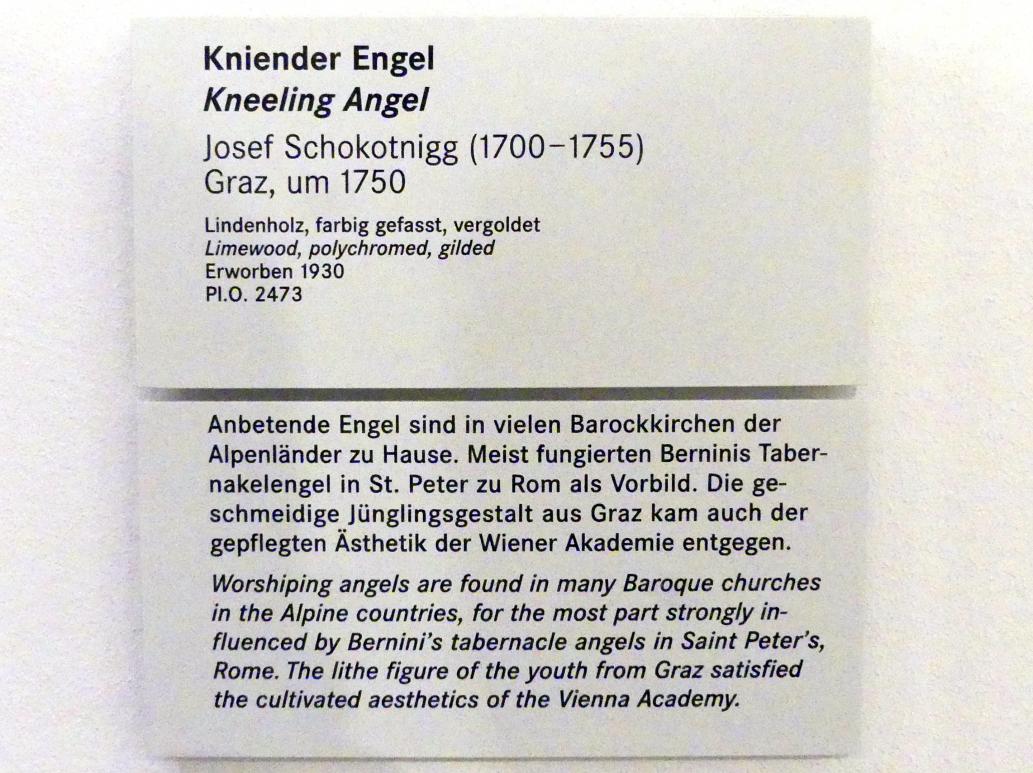 Josef Schokotnigg (1750), Kniender Engel, Nürnberg, Germanisches Nationalmuseum, Saal 132, um 1750, Bild 2/2