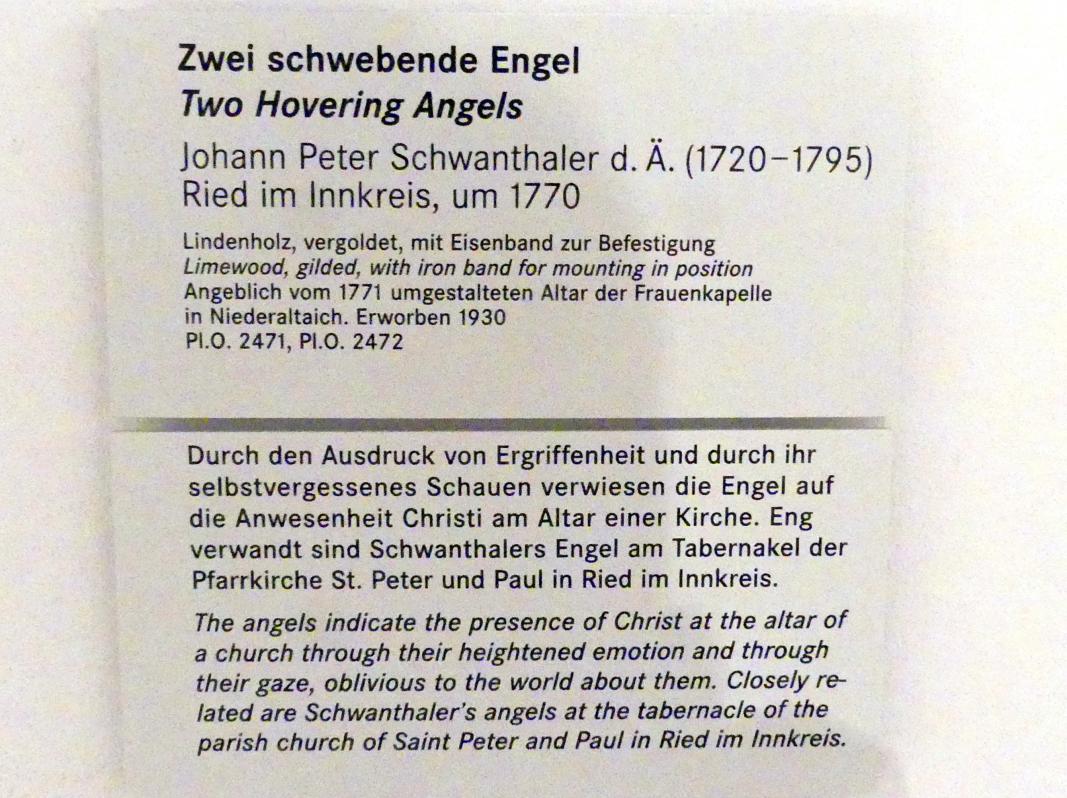 Johann Peter Schwanthaler der Ältere (1750–1778), Zwei schwebende Engel, Nürnberg, Germanisches Nationalmuseum, Saal 132, um 1770, Bild 4/4