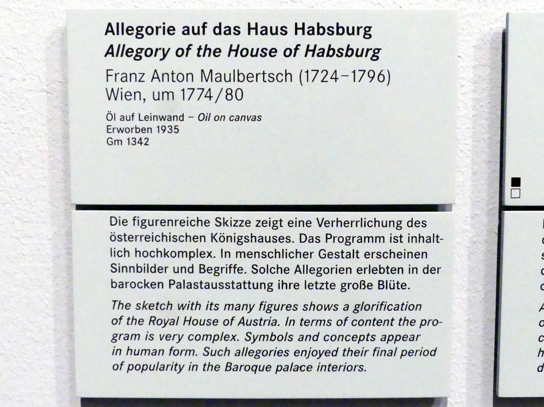 Franz Anton Maulbertsch (1749–1794), Allegorie auf das Haus Habsburg, Nürnberg, Germanisches Nationalmuseum, Saal 133, um 1774–1780, Bild 2/2