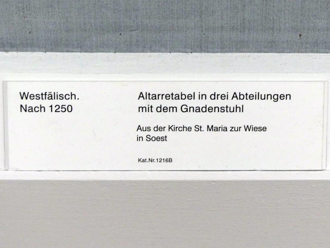 Altarretabel in drei Abteilungen mit dem Gnadenstuhl, Soest, Kirche St. Maria zur Wiese, jetzt Berlin, Gemäldegalerie ("Berliner Wunder"), Saal I, nach 1250, Bild 2/2