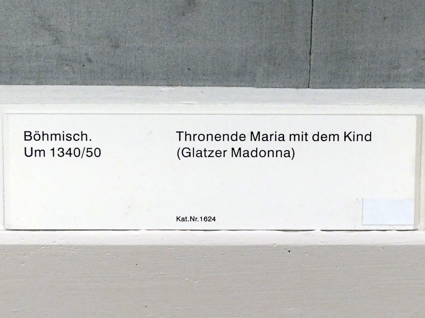 Meister von Hohenfurth (1345–1350), Thronende Maria mit Kind (Glatzer Madonna), Berlin, Gemäldegalerie ("Berliner Wunder"), Saal I, um 1340–1350, Bild 2/2
