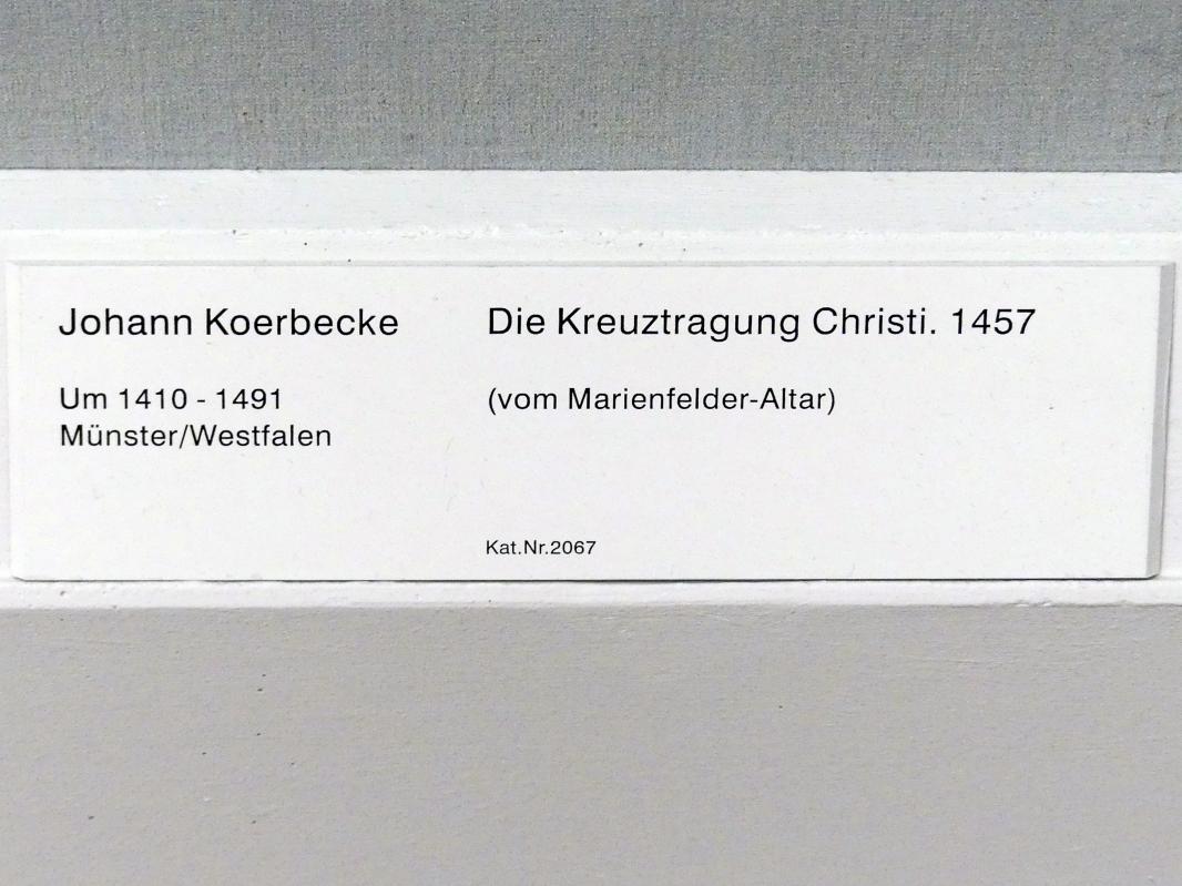 Johann Koerbecke (1456–1457), Die Kreuztragung Christi, Harsewinkel, ehem. Zisterzienserkloster Marienfeld, ehem. Klosterkirche Mariä Himmelfahrt, jetzt Berlin, Gemäldegalerie ("Berliner Wunder"), Saal II, 1457, Bild 2/2