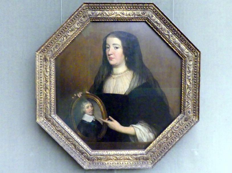 Gerrit van Honthorst (Gerard van Honthorst) (1616–1655), Amalia von Solms (1602-1675) in Witwentracht, Berlin, Gemäldegalerie ("Berliner Wunder"), Saal XI, 1650, Bild 1/2
