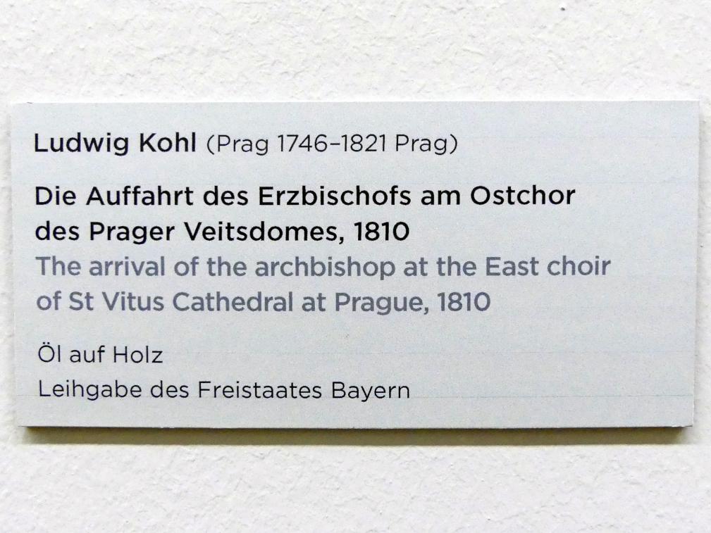 Ludwig Kohl (1810–1820), Die Auffahrt des Erzbischofs am Ostchor des Prager Veitsdomes, Regensburg, Ostdeutsche Galerie, Saal 2, 1810, Bild 2/2