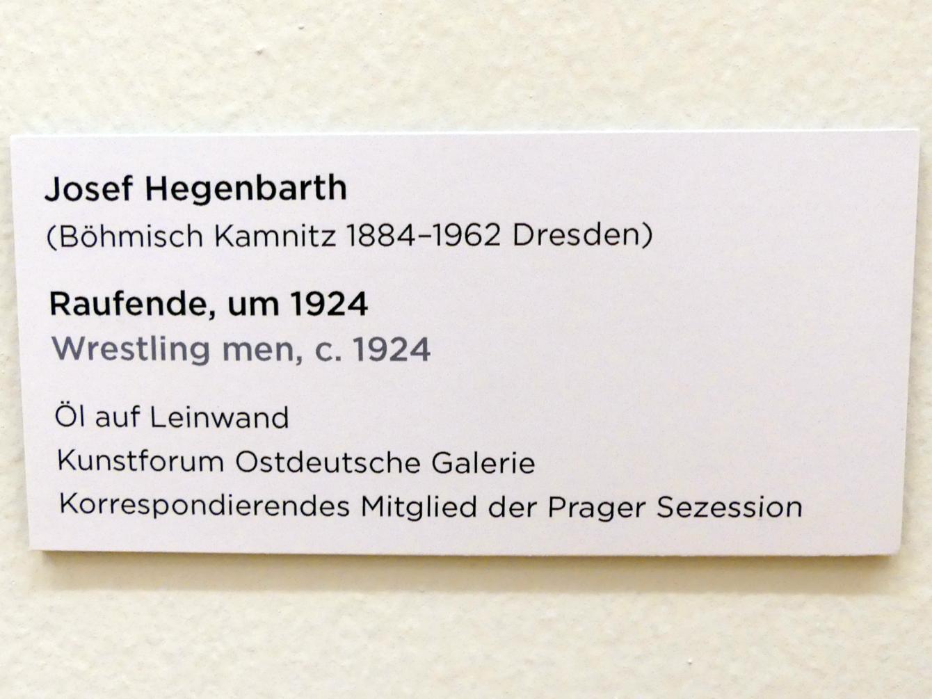 Josef Hegenbarth (1924), Raufende, Regensburg, Ostdeutsche Galerie, Saal 4, um 1924, Bild 2/2