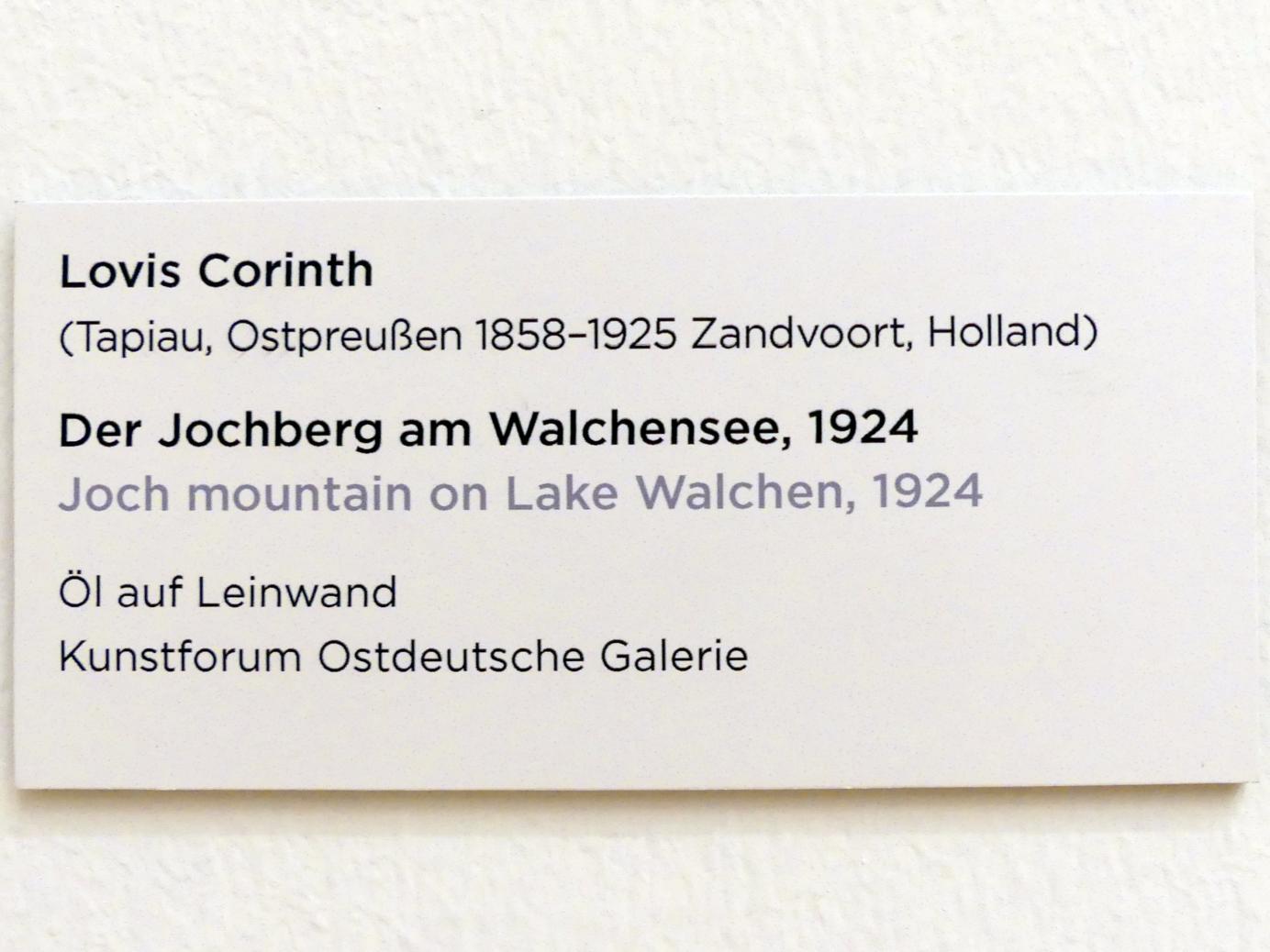 Lovis Corinth (1891–1925), Der Jochberg am Walchensee, Regensburg, Ostdeutsche Galerie, Saal 7, 1924, Bild 2/2