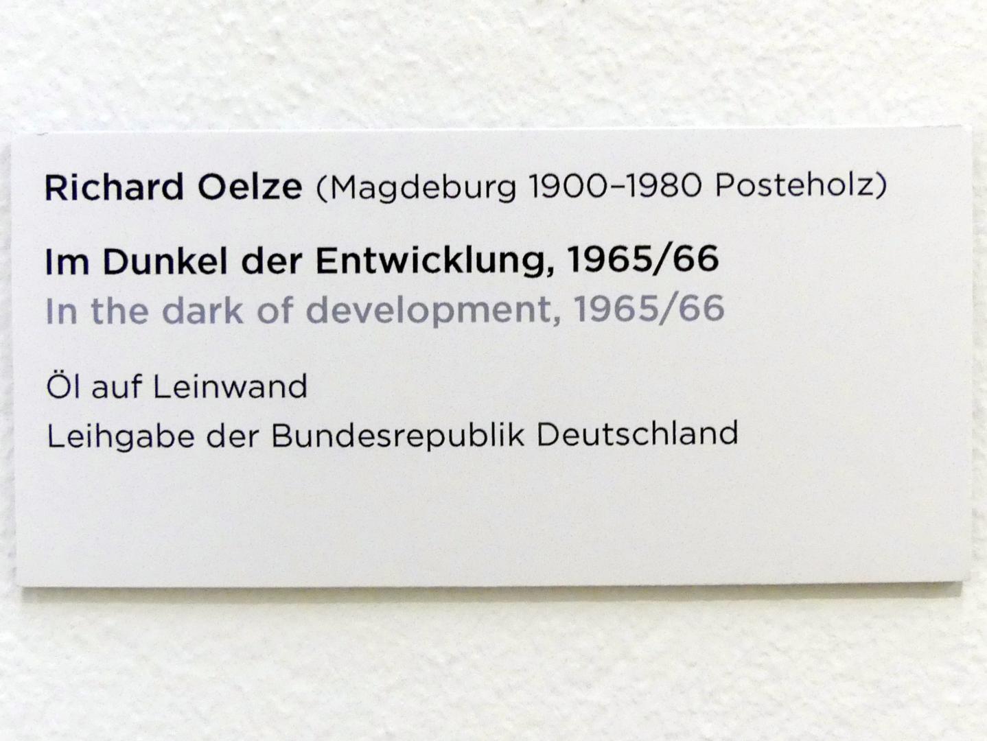 Richard Oelze (1934–1966), Im Dunkel der Entwicklung, Regensburg, Ostdeutsche Galerie, Saal 11, 1965–1966, Bild 2/2