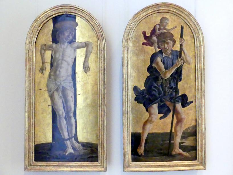 Cosmè (Cosimo) Tura (1457–1486), Der hl. Sebastian, der hl.Christophorus, Berlin, Gemäldegalerie ("Berliner Wunder"), Kabinett 36, um 1484, Bild 1/2