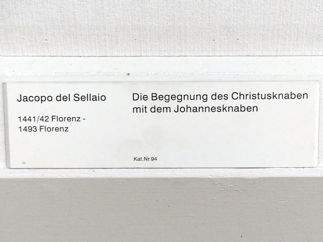 Jacopo del Sellaio (1469–1480), Die Begegnung des Christusknaben mit dem Johannesknaben, Berlin, Gemäldegalerie ("Berliner Wunder"), Kabinett 39, Undatiert, Bild 2/2