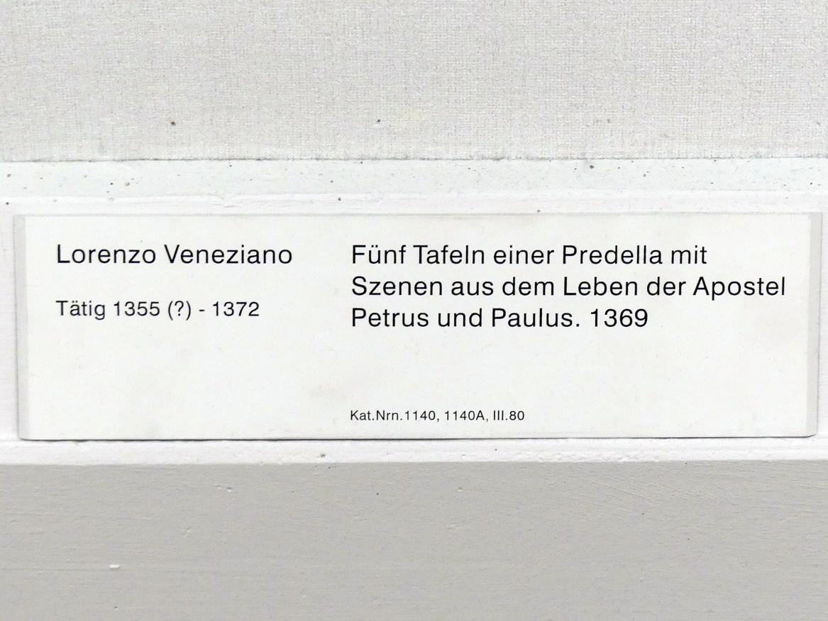 Lorenzo Veneziano (1362–1372), Fünf Tafeln einer Predella mit Szenen aus dem Leben der Apostel Petrus und Paulus, Berlin, Gemäldegalerie ("Berliner Wunder"), Kabinett 40, 1369, Bild 2/2