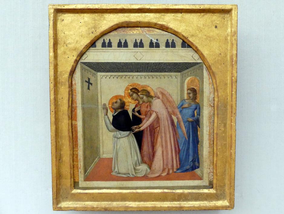 Bernardo Daddi (1332–1342), Die Versuchung des hl. Thomas von Aquin, Berlin, Gemäldegalerie ("Berliner Wunder"), Kabinett 41, 1338, Bild 1/2