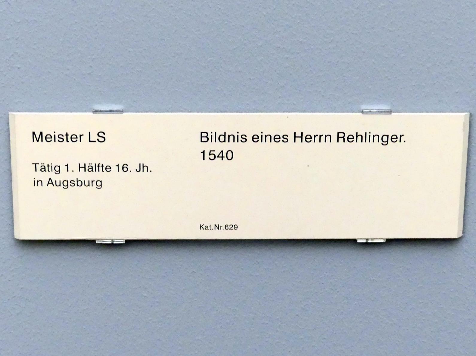Meister LS (1540), Bildnis eines Herrn Rehlinger, Berlin, Gemäldegalerie ("Berliner Wunder"), Kabinett 1, 1540, Bild 2/2