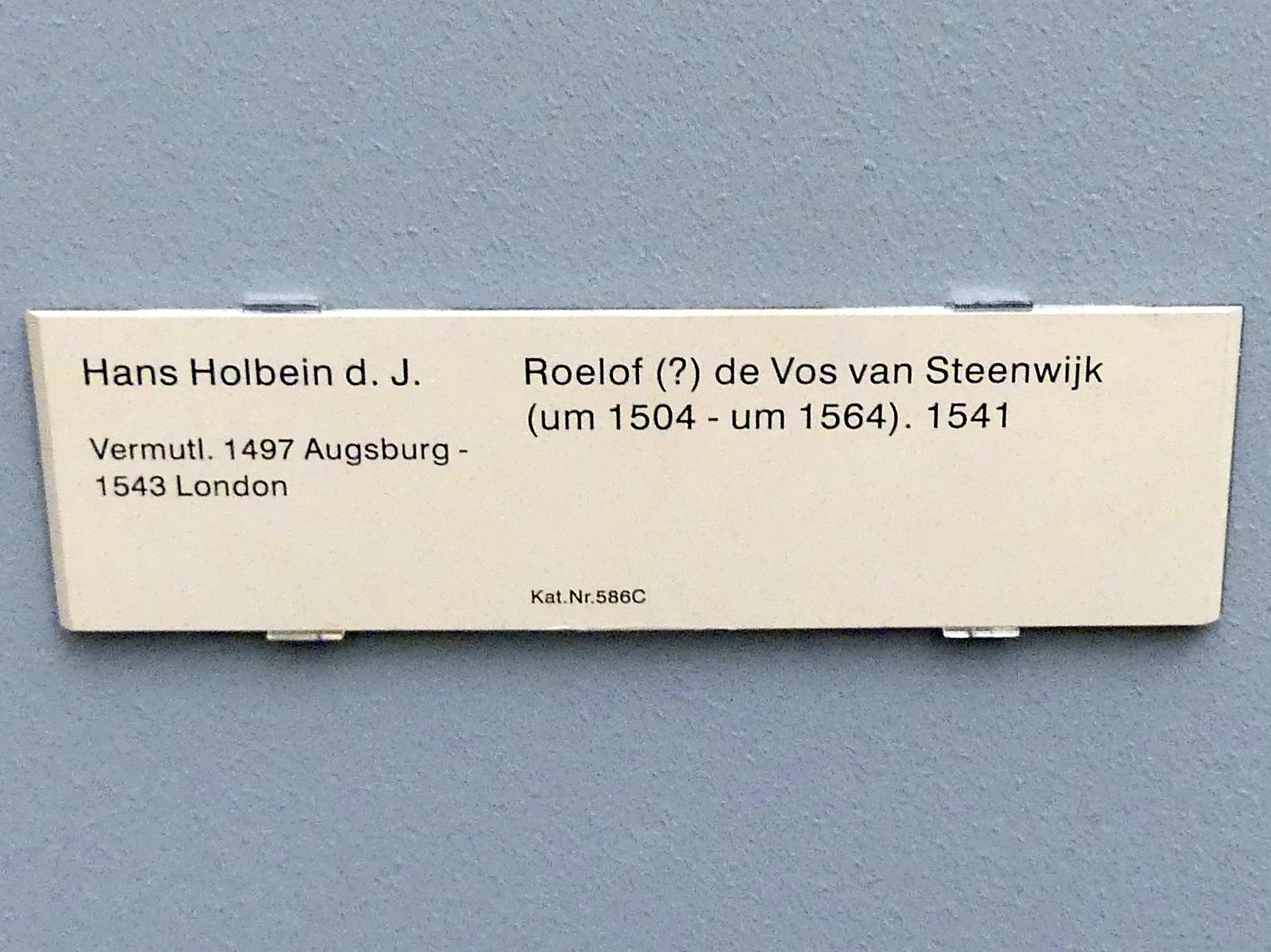 Hans Holbein der Jüngere (1517–1543), Roelof (?) de Vos van Steenwijk (um 1504 - um 1564), Berlin, Gemäldegalerie ("Berliner Wunder"), Kabinett 1, 1541, Bild 2/2