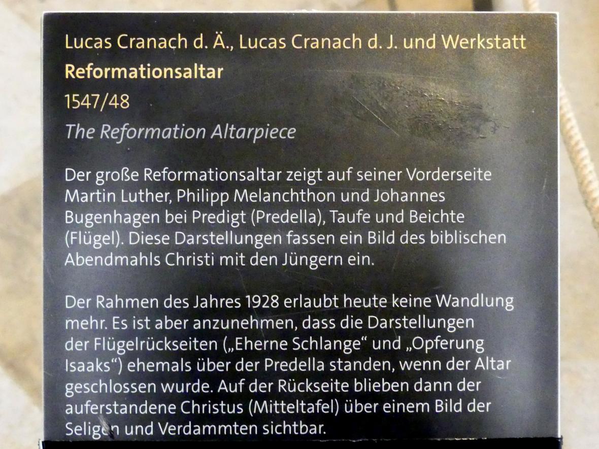 Lucas Cranach der Jüngere (Werkstatt) (1540–1570), Reformationsaltar, Rückseite, Lutherstadt Wittenberg, Stadt- und Pfarrkirche St. Marien, um 1547–1548, Bild 2/2