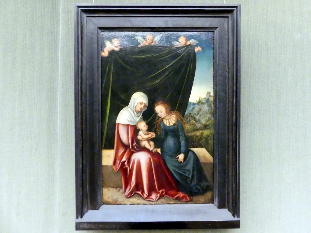 Lucas Cranach der Ältere (1502–1550), Die Heilige Anna Selbdritt, Berlin, Gemäldegalerie ("Berliner Wunder"), Kabinett 3, um 1518, Bild 1/2
