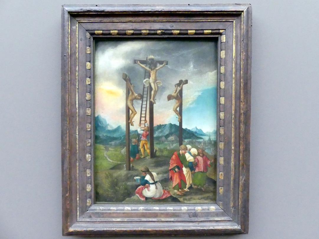 Albrecht Altdorfer (1507–1537), Christus am Kreuz zwischen den Schächern, Berlin, Gemäldegalerie ("Berliner Wunder"), Kabinett 3, um 1526, Bild 1/2