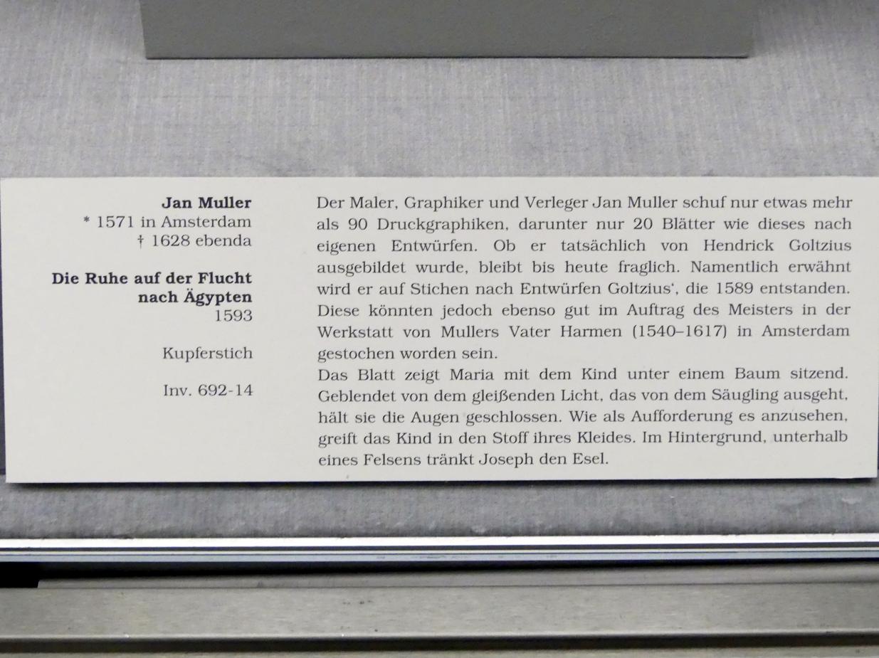 Jan Harmensz Muller (1593–1598), Die Ruhe auf der Flucht nach Ägypten, Berlin, Gemäldegalerie ("Berliner Wunder"), Kabinett 5, 1593, Bild 3/3