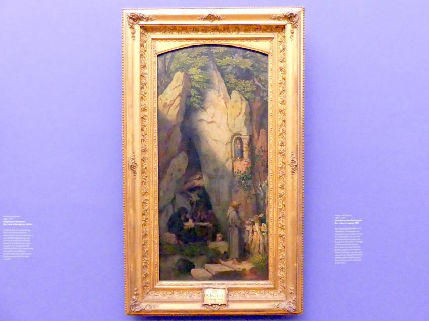 Moritz von Schwind (1836–1865), Einsiedler in einer Felsengrotte (Der Liebe Entsagung), München, Sammlung Schack, Erdgeschoss Saal 5, 1863, Bild 1/2