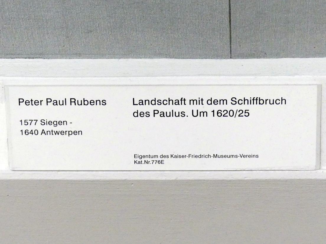 Peter Paul Rubens (1598–1640), Landschaft mit dem Schiffbruch des Paulus, Berlin, Gemäldegalerie ("Berliner Wunder"), Kabinett 9, um 1620–1625, Bild 2/2