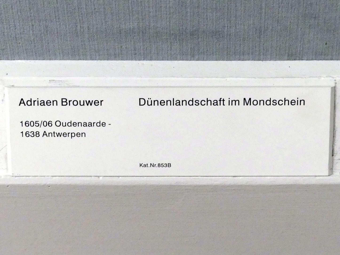 Adriaen Brouwer (1631–1637), Dünenlandschaft im Mondschein, Berlin, Gemäldegalerie ("Berliner Wunder"), Kabinett 9, Undatiert, Bild 2/2