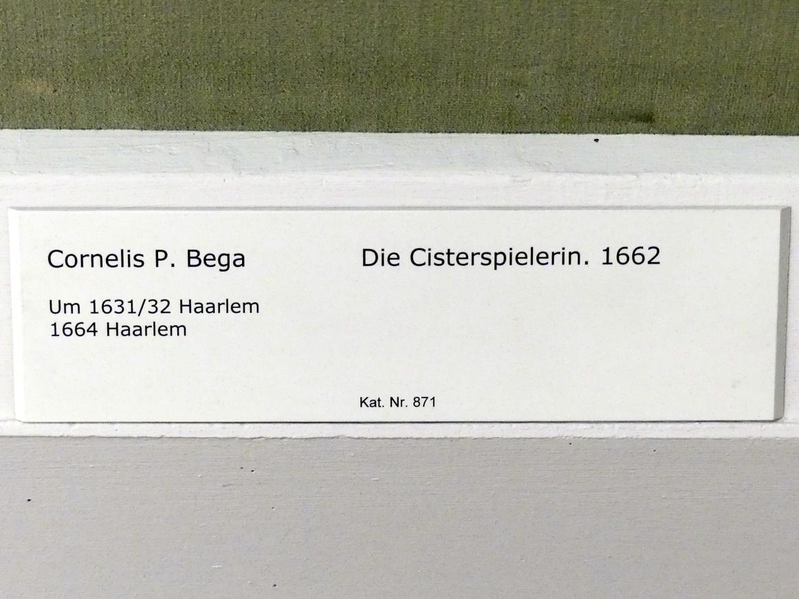 Cornelis Pietersz. Bega (1657–1663), Die Cisterspielerin, Berlin, Gemäldegalerie ("Berliner Wunder"), Kabinett 18, 1662, Bild 2/2